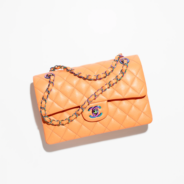 Chanel Rainbow Metal Orange Caviar Small Classic Flap Bag– TC