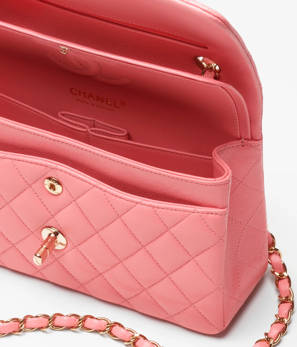 Chanel Coral Pink Caviar Small Classic Flap Bag TC