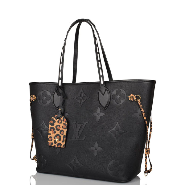 Louis Vuitton LV Women Neverfull MM Tote Bag Wild at Heart Black
