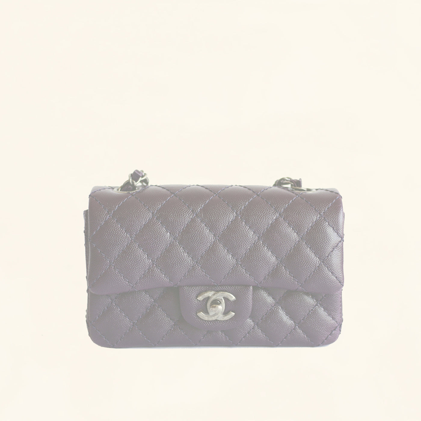 Chanel | Caviar Rectangular Classic Flap in Purple | Mini