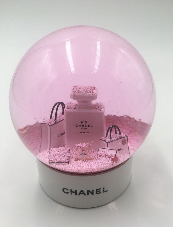 CHANEL Snow Globe Pink White Dome Perfume Bottle Shopping Bags Auth Rare  Ltd Ed