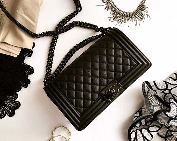 Chanel | Aged Calfskin So Black Boy Bag | Medium