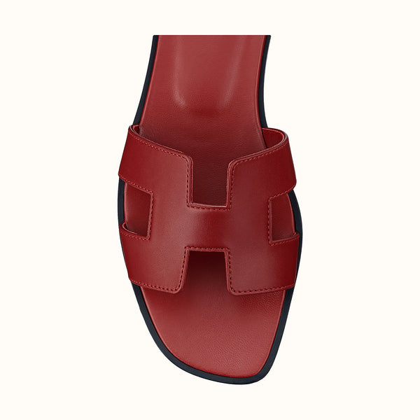Hermes classic Oran sandals in epsom Rouge H