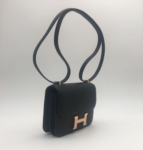 Hermes Micro Constance 14cm Bag Epsom Calfskin Gold Hardware, Rose