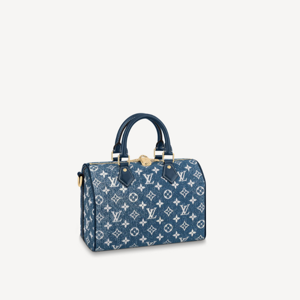 Speedy bandoulière handbag Louis Vuitton Black in Denim - Jeans