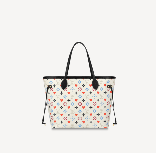 White Multicolor Monogram Canvas Game On Neverfull MM and Pouch with Gold  Tone Hardware