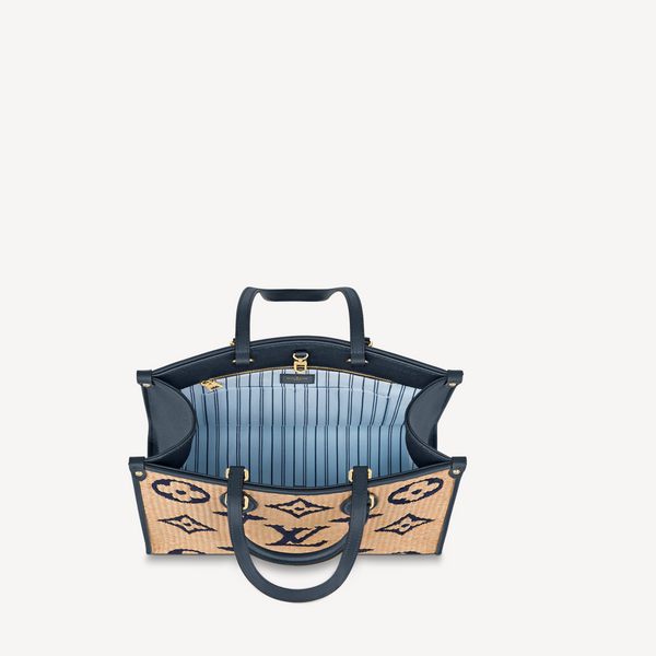 Louis Vuitton Raffia Onthego MM Tote Bag M57723 Hand Shoulder Purse Auth LV  New