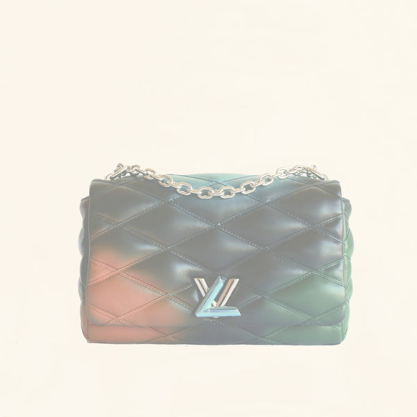 louis vuitton lambskin go-14 malletage (tr2195) mm beige color silver  hardware, with mirror & dust cover