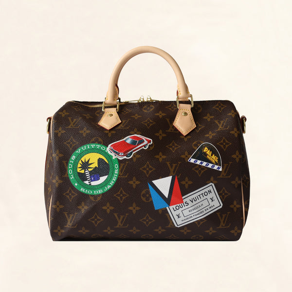 Louis Vuitton Limited Edition Monogram Canvas World Tour Speedy Bandouliere  30 Bag - Yoogi's Closet