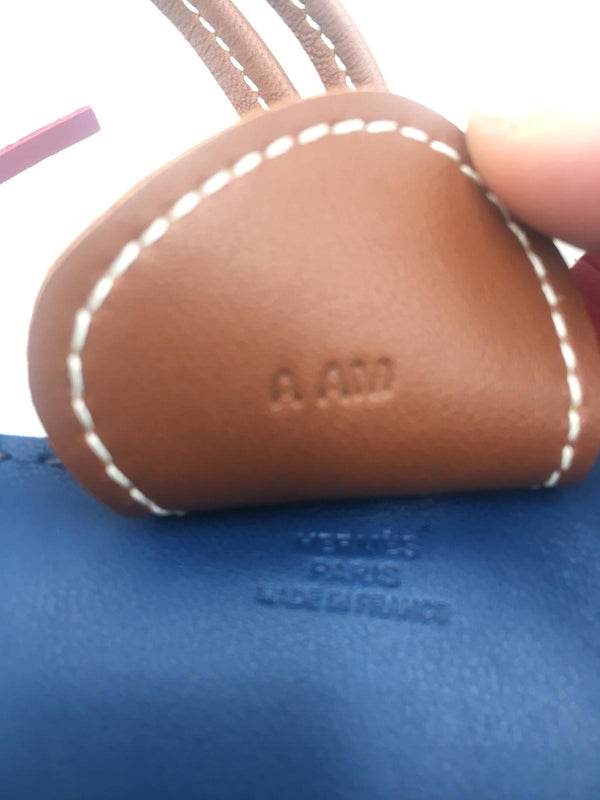 Hermes Bleu France/Rouge Sellier/Cornaline Milo Lambskin Leather GriGri  Rodeo GM Bag Charm - Yoogi's Closet