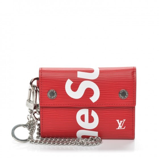 Louis Vuitton x Supreme Brazza Red Epi Leather Bi Fold Wallet