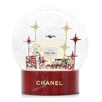 Chanel Red and Gold Snow Globe Perfume with Gift Boxes