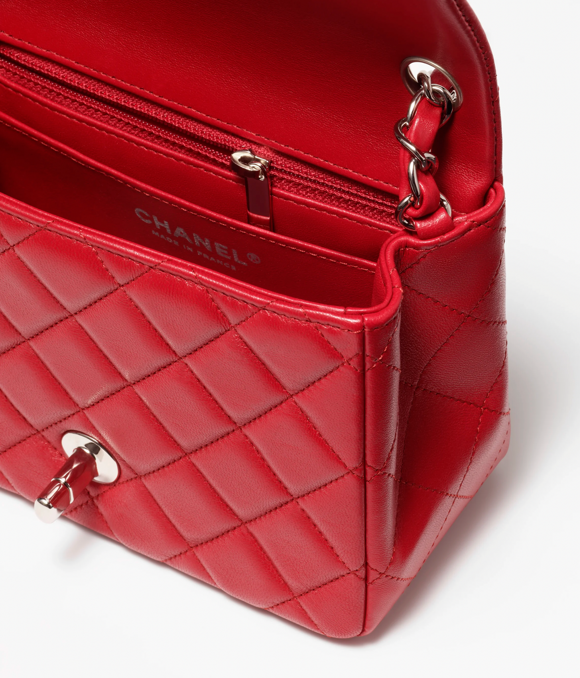 Chanel red lambskin best sale bag