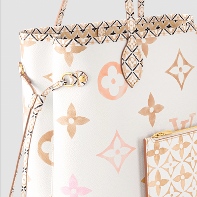 Louis Vuitton Embroidered Cream Neverfull LV M46039– TC
