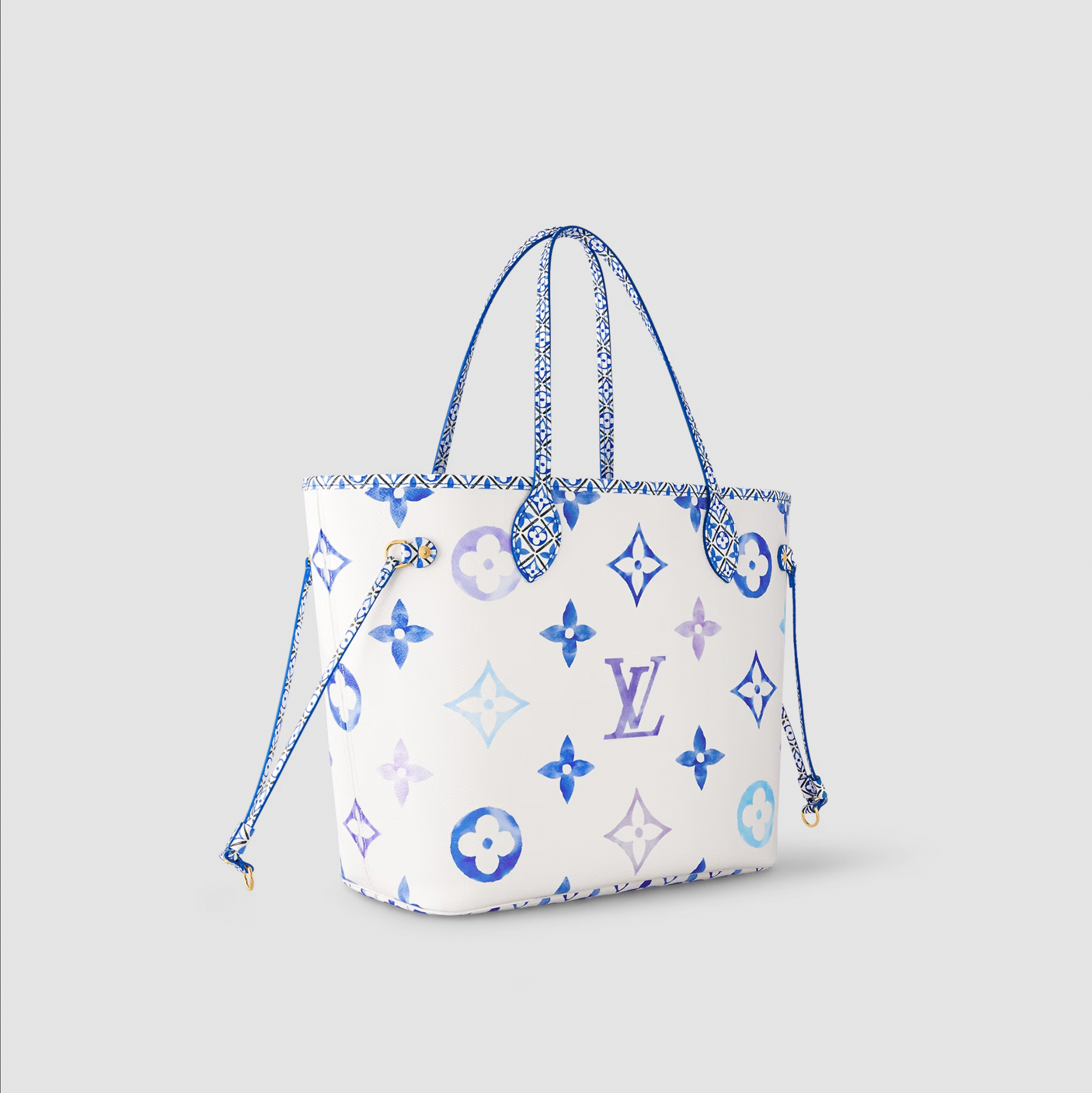 Louis vuitton neverfull blue and white hotsell