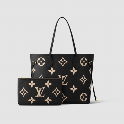 Louis Vuitton Black Giant Monogram Empreinte Neverfull MM Gold