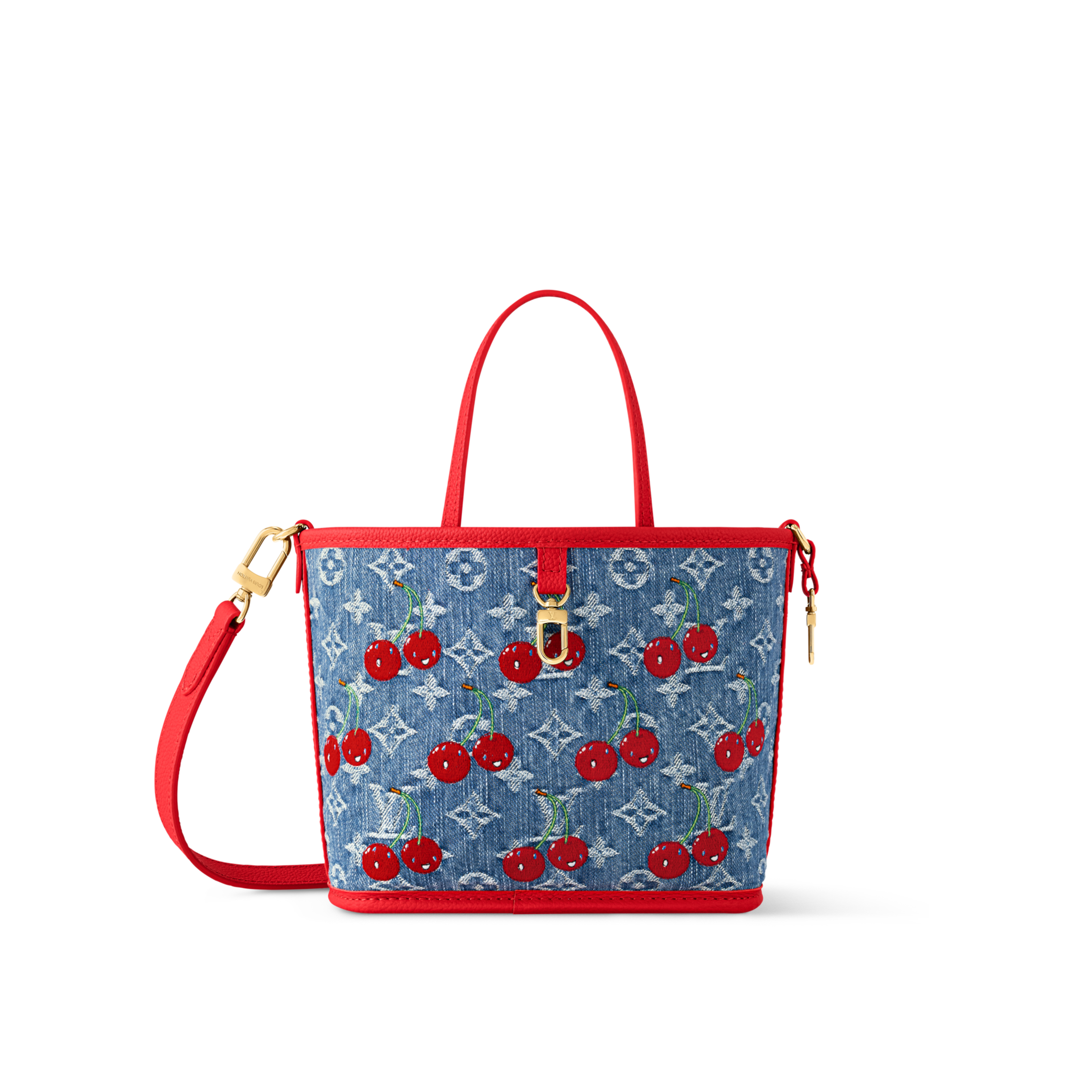 Louis Vuitton LV x TM Cherry Denim Neverfull Inside Out BB M14997– TC Louis Vuitton LV x TM Cherry Denim Neverfull Inside Out BB M14997– TC