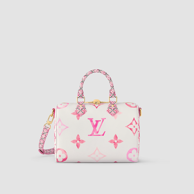 Louis Vuitton Speedy Bandouliere 25 Pink in Coated Canvas with