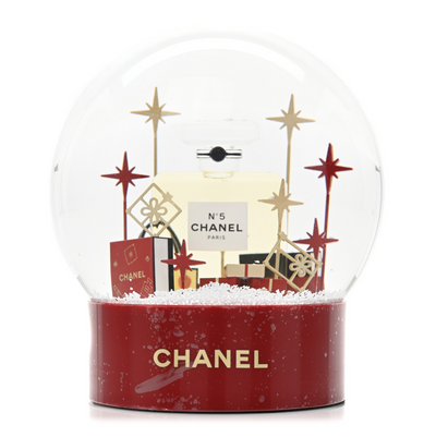 Chanel Red and Gold Snow Globe Perfume with Gift Boxes