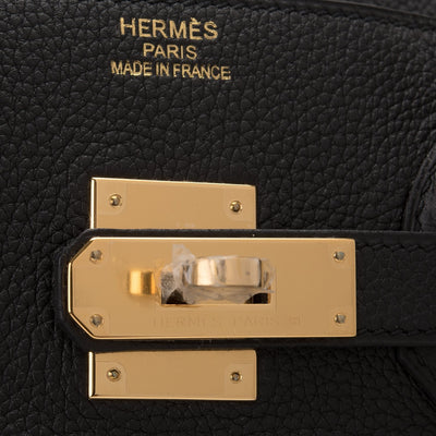 Hermes Birkin Bag Canvas Gold Hardware In Black