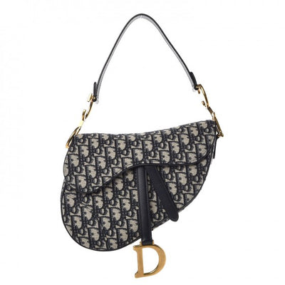 Dior Saddle Monogram Mini Navy in Canvas / Cowhide Leather with