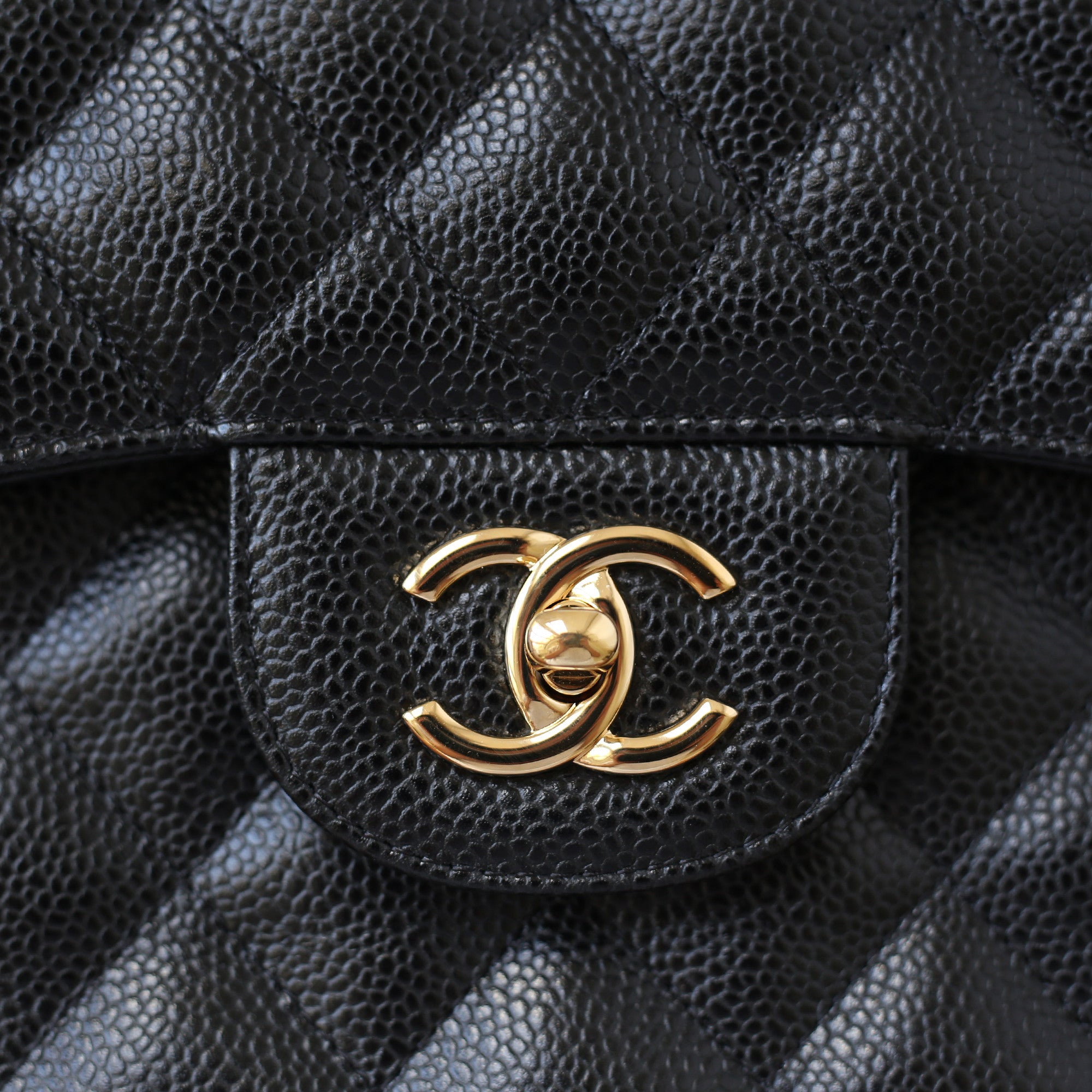 Chanel  Black Caviar Classic Double Flap with Gold Hardware