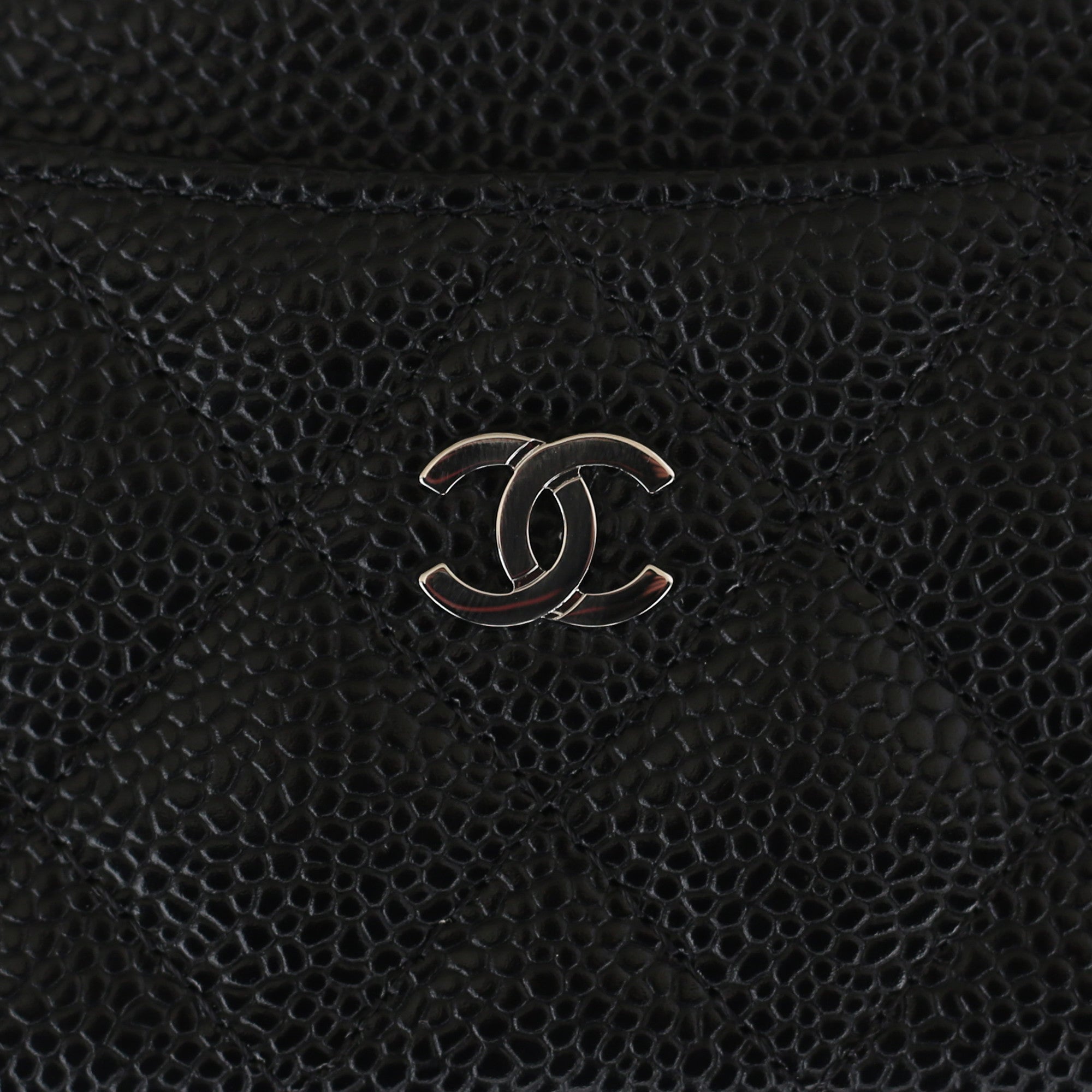 CHANEL, Bags, Chanel O Clutch Caviar Black Silver Hw Size S
