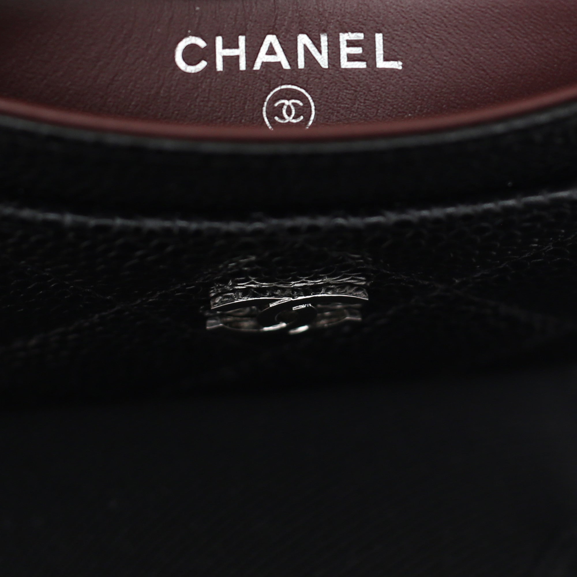 Chanel Maroon Caviar Leather Half Moon Wallet On Chain Chanel