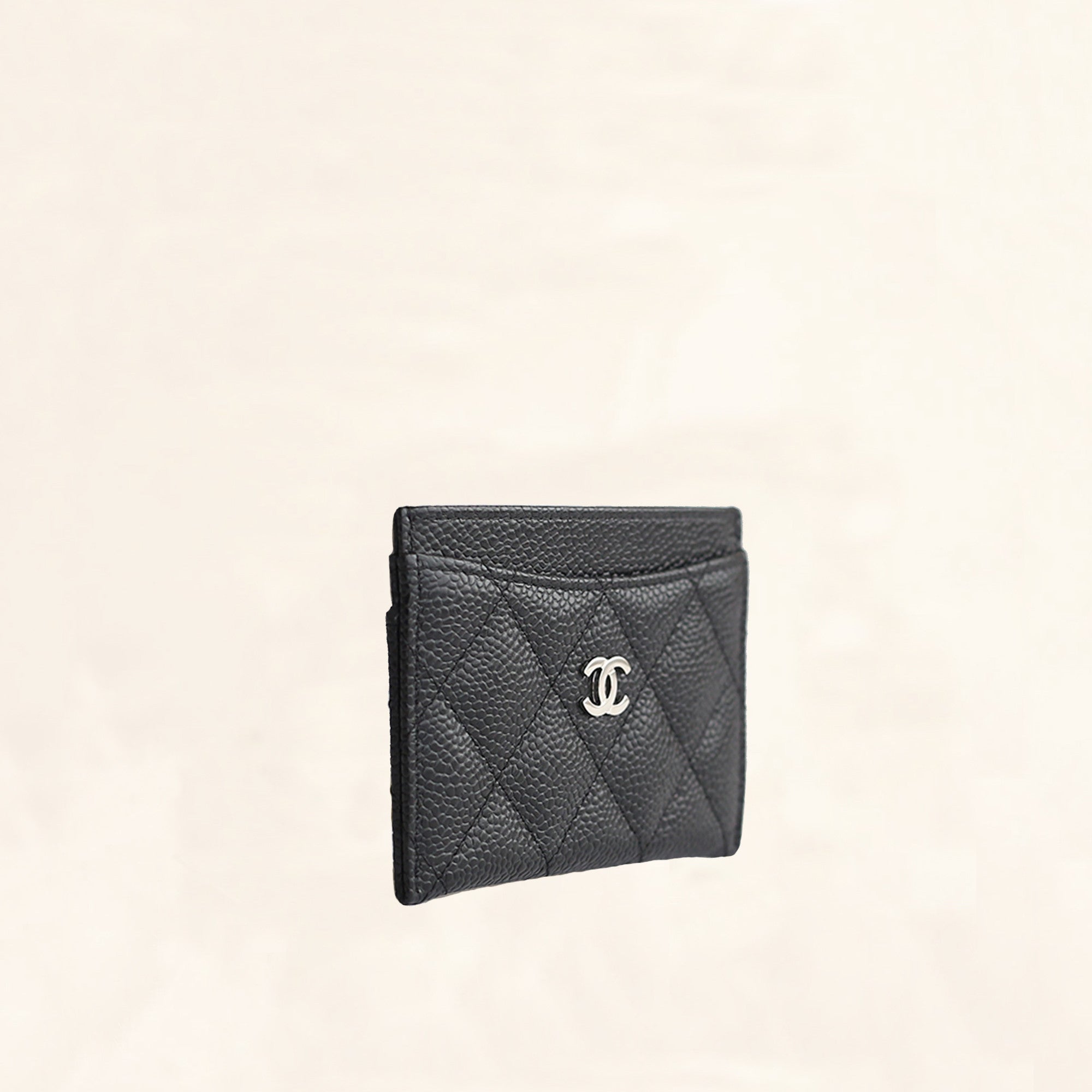Chanel Card Holder Snap Button Black Caviar Silver Hardware – Coco