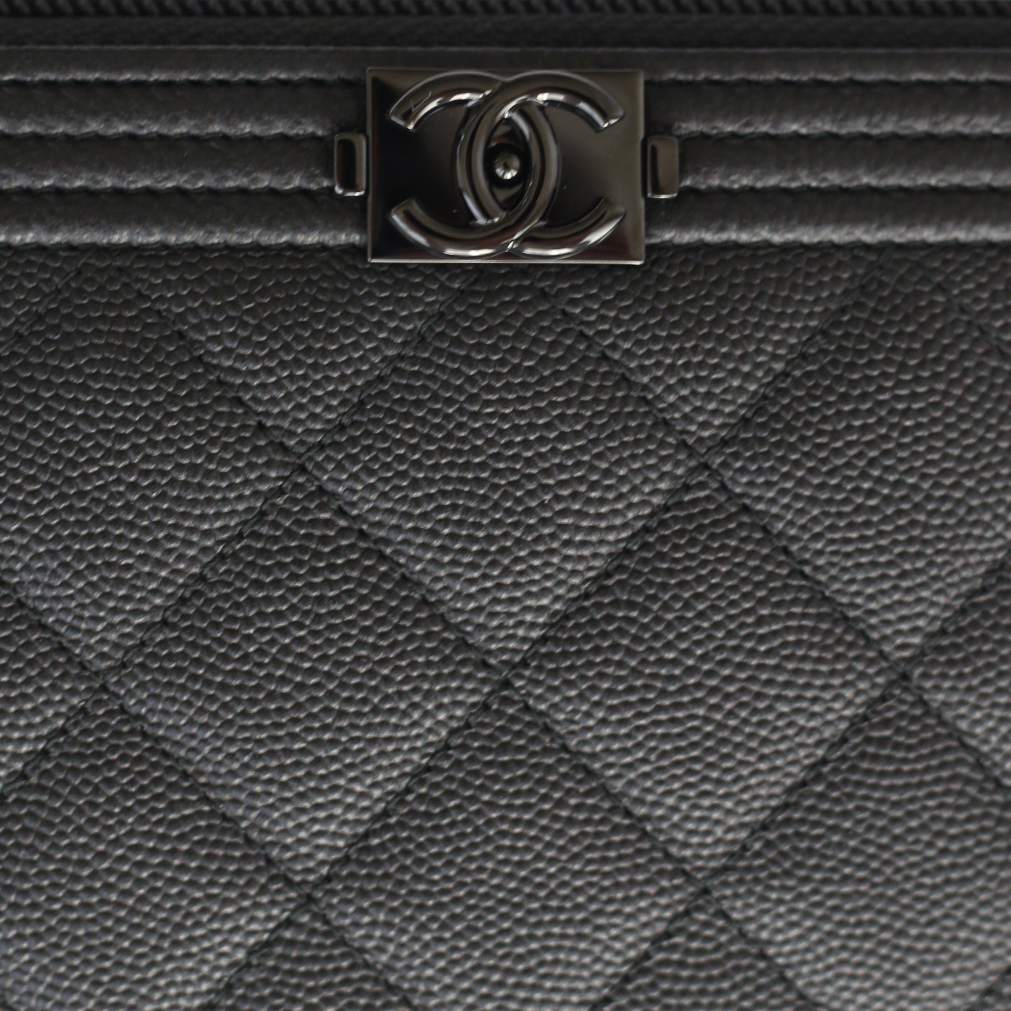 CHANEL Caviar Quilted Large Gusset Zip Around Wallet Black 1238369