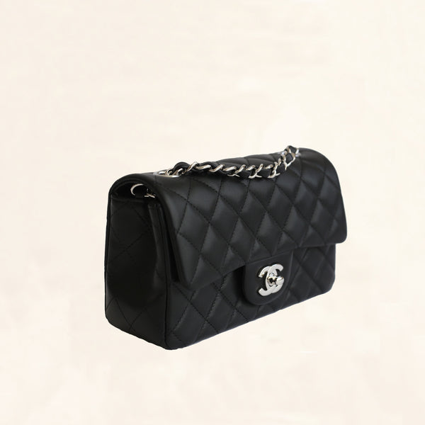 Chanel Classic Flap Mini Rectangle  Beige Lambskin Silver Hardware –  loveholic