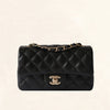 Chanel | Black Caviar Mini Rectangular Flap Bag with Light Gold Hardware - The-Collectory 