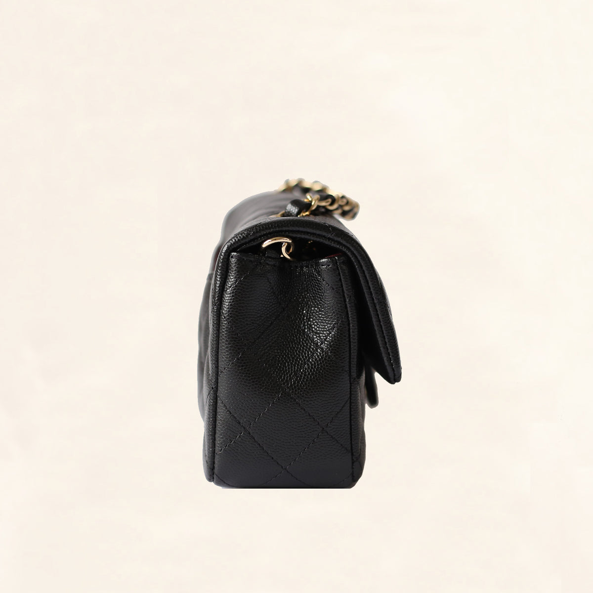 Chanel | Black Caviar Mini Rectangular Flap Bag with Light Gold Hardwa– TC
