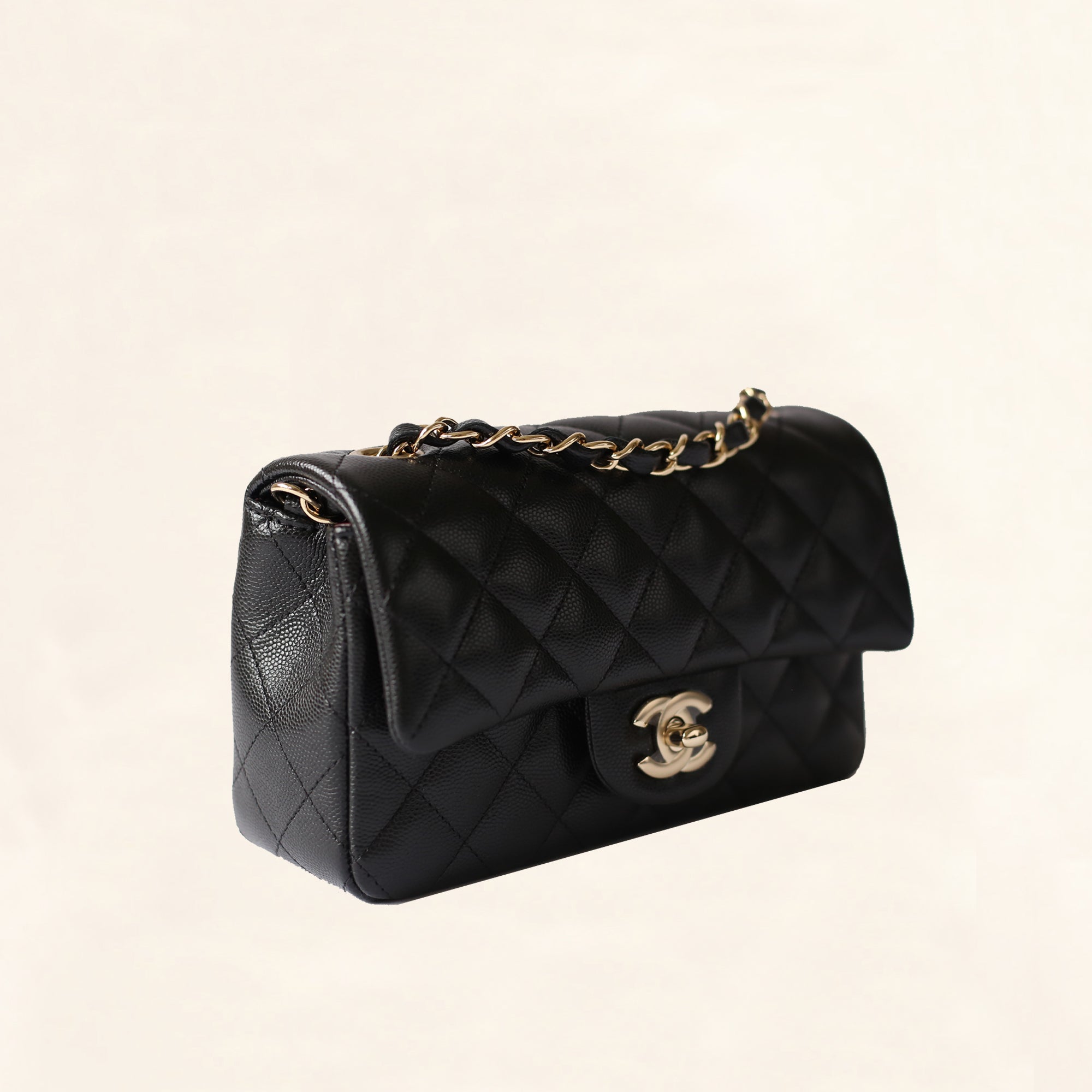 Chanel | Black Caviar Mini Rectangular Flap Bag with Gold TC