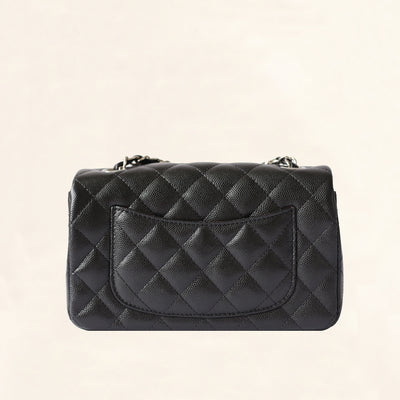 Chanel | Caviar Mini Rectangular Flap Bag | Black with Silver Hardware - The-Collectory