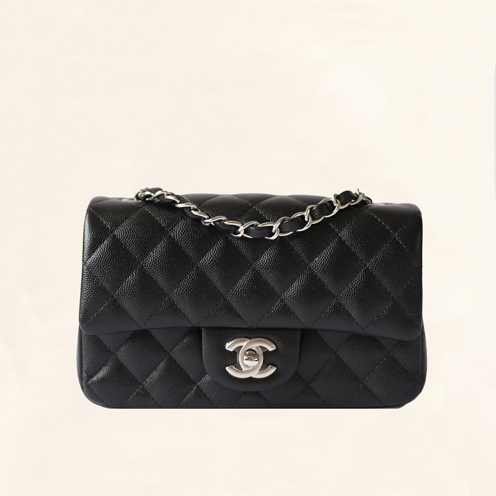 2018 Chanel 18B Dark Navy Caviar mini Classic Flap Rectangle  eBay