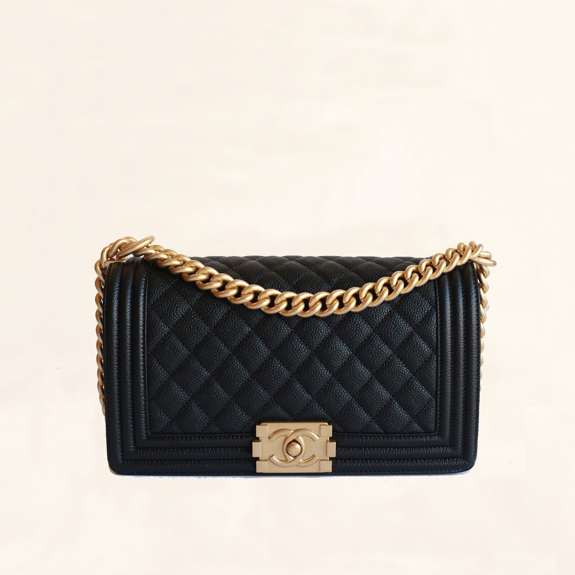 Chanel Le boy Caviar Leather Flap Card Holder Black - NOBLEMARS