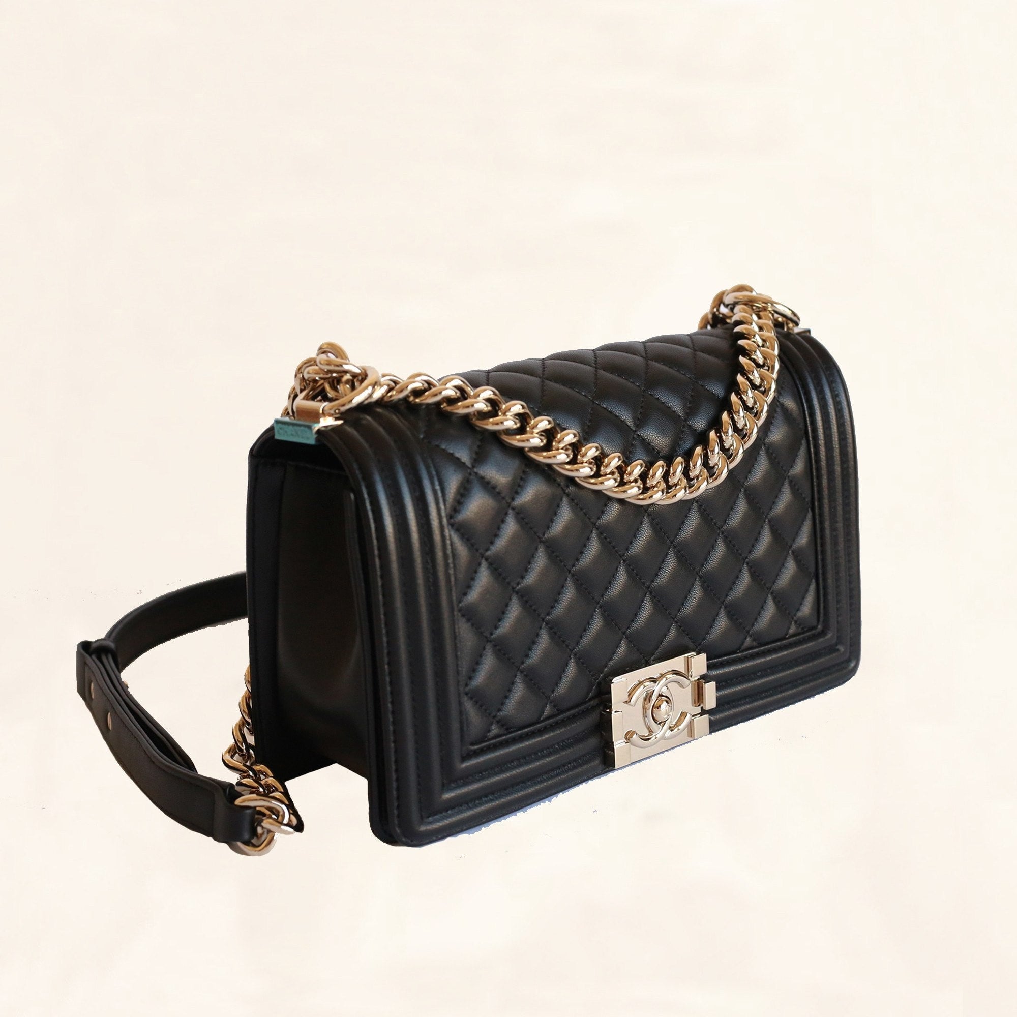 Chanel Black Pearly Quilted Lambskin Large Boy Bag