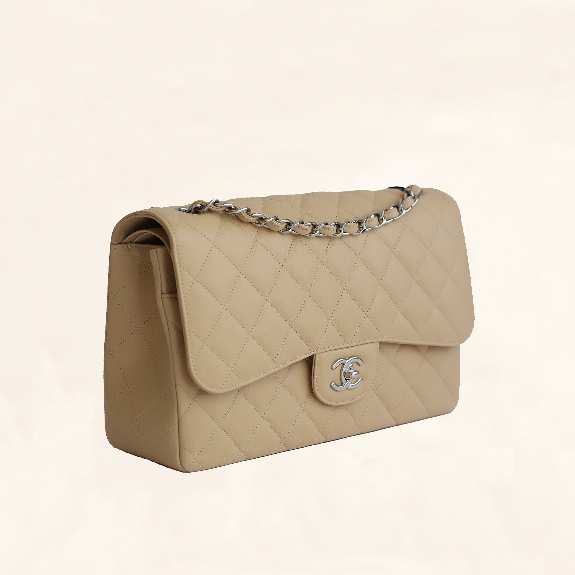 Chanel WhiteBeige Quilted Chevre and Patent Leather Medium Boy Bag   Yoogis Closet