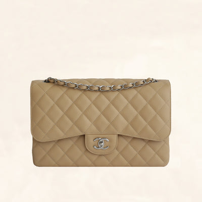 Chanel Beige Clair Caviar Jumbo Classic Flap Bag GHW – Boutique Patina