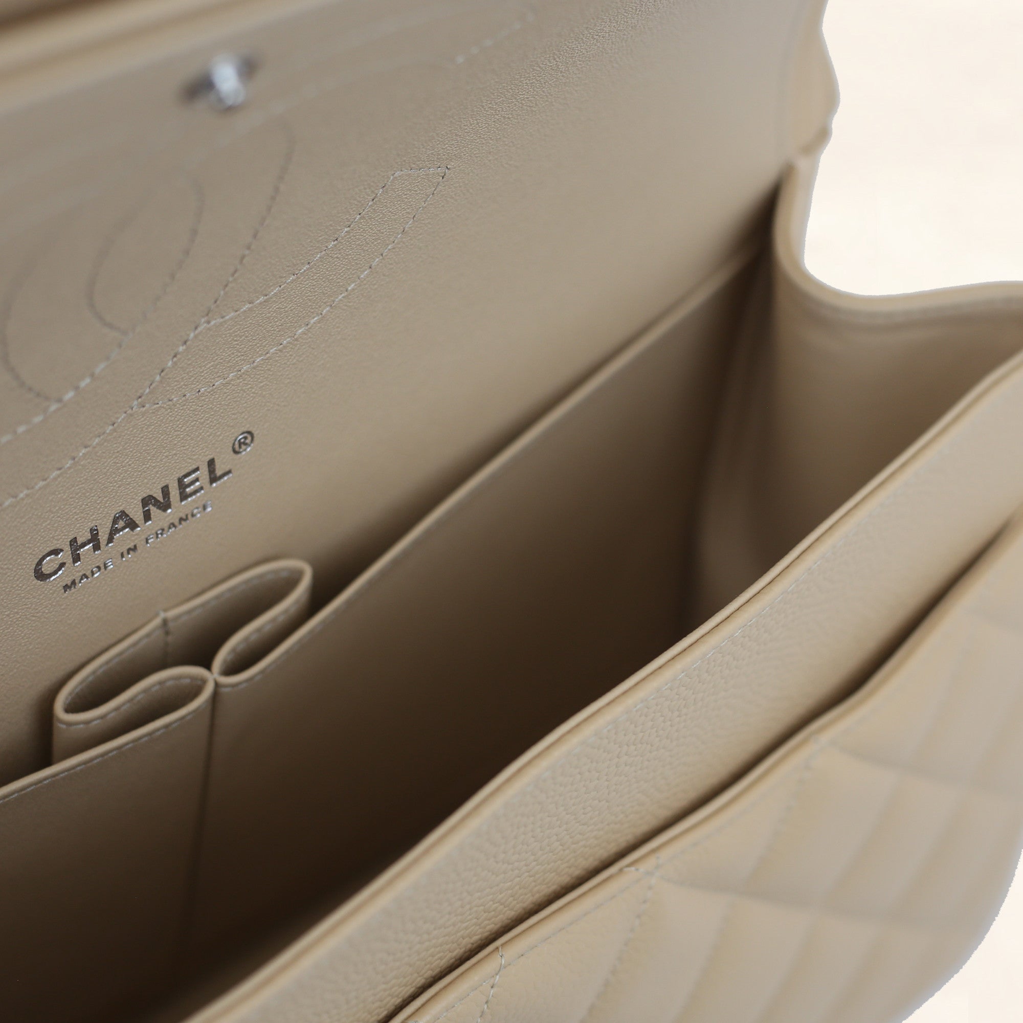 Lambskin Quilted Jumbo Chanel 3 Flap Beige – Trends Luxe