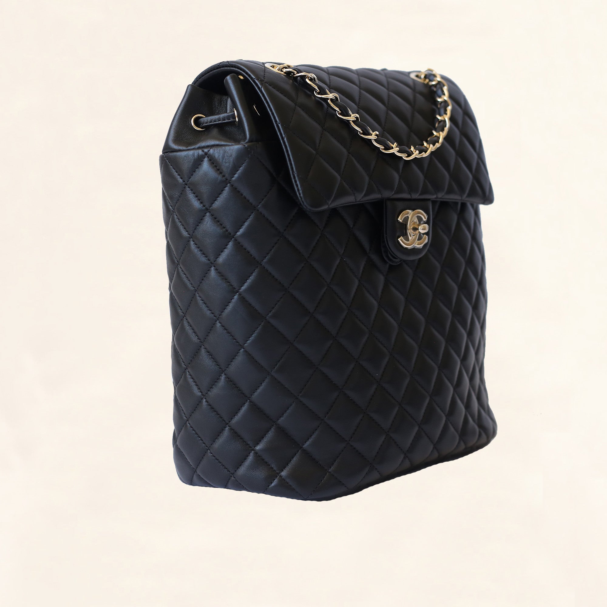 Chanel Small Urban Spirit Quilted Lambskin Backpack Bag Black