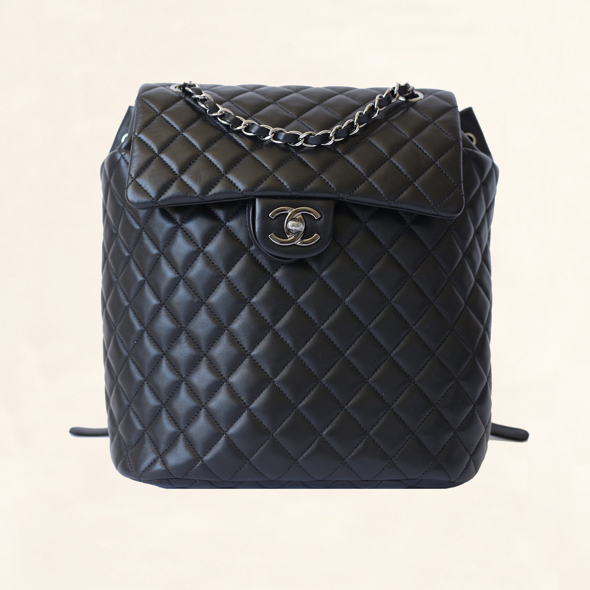 CHANEL Lambskin Quilted Large Urban Spirit Backpack Black 1321154