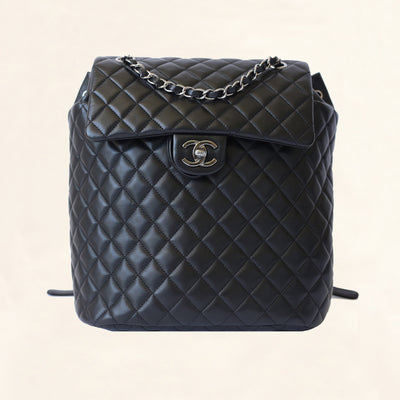 CHANEL Lambskin Quilted Large Urban Spirit Backpack Black 1145261