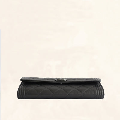 Chanel | So Black Caviar Boy Long Clip Wallet | Large - The-Collectory