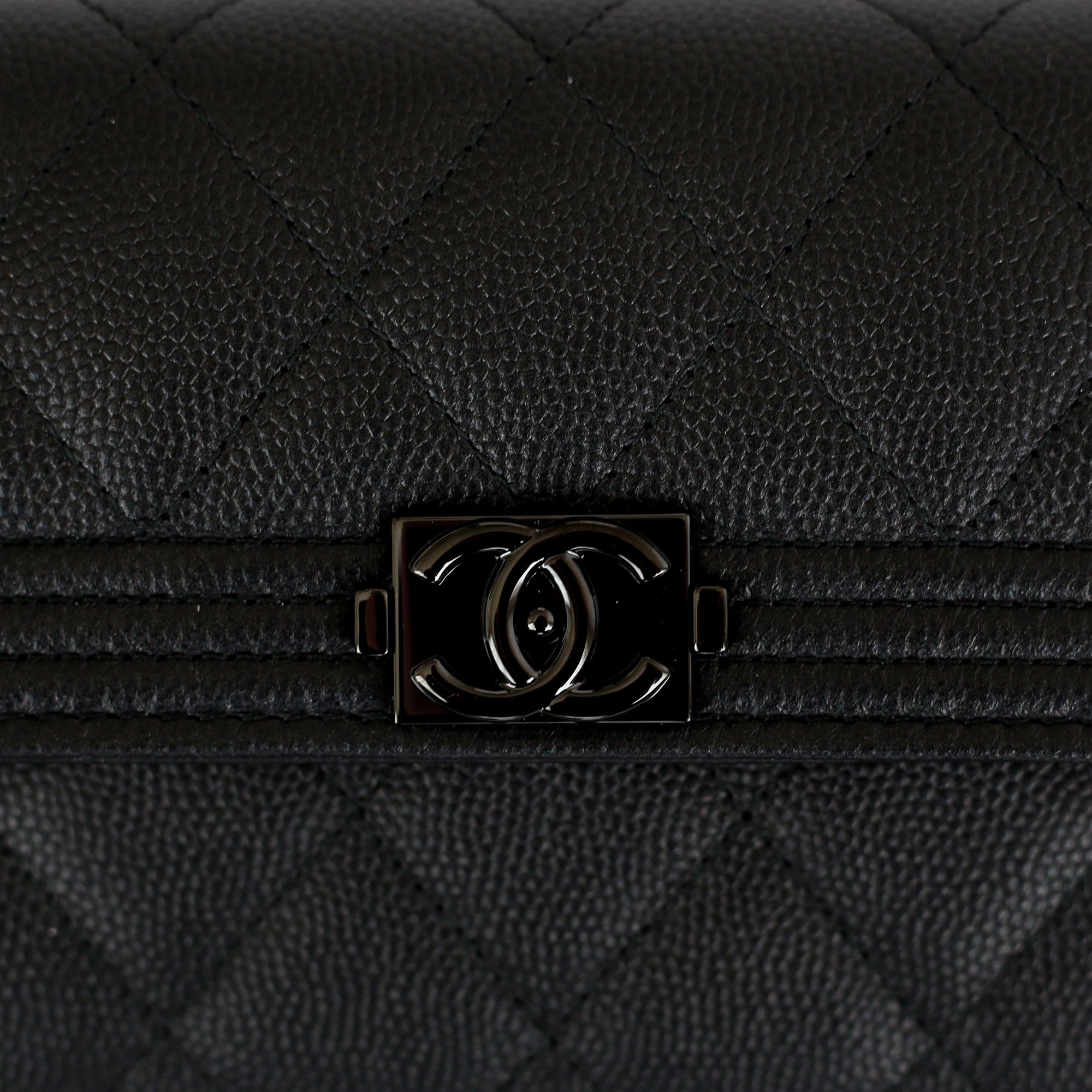 Chanel Boy Flap Long Wallet in Black Caviar AGHW