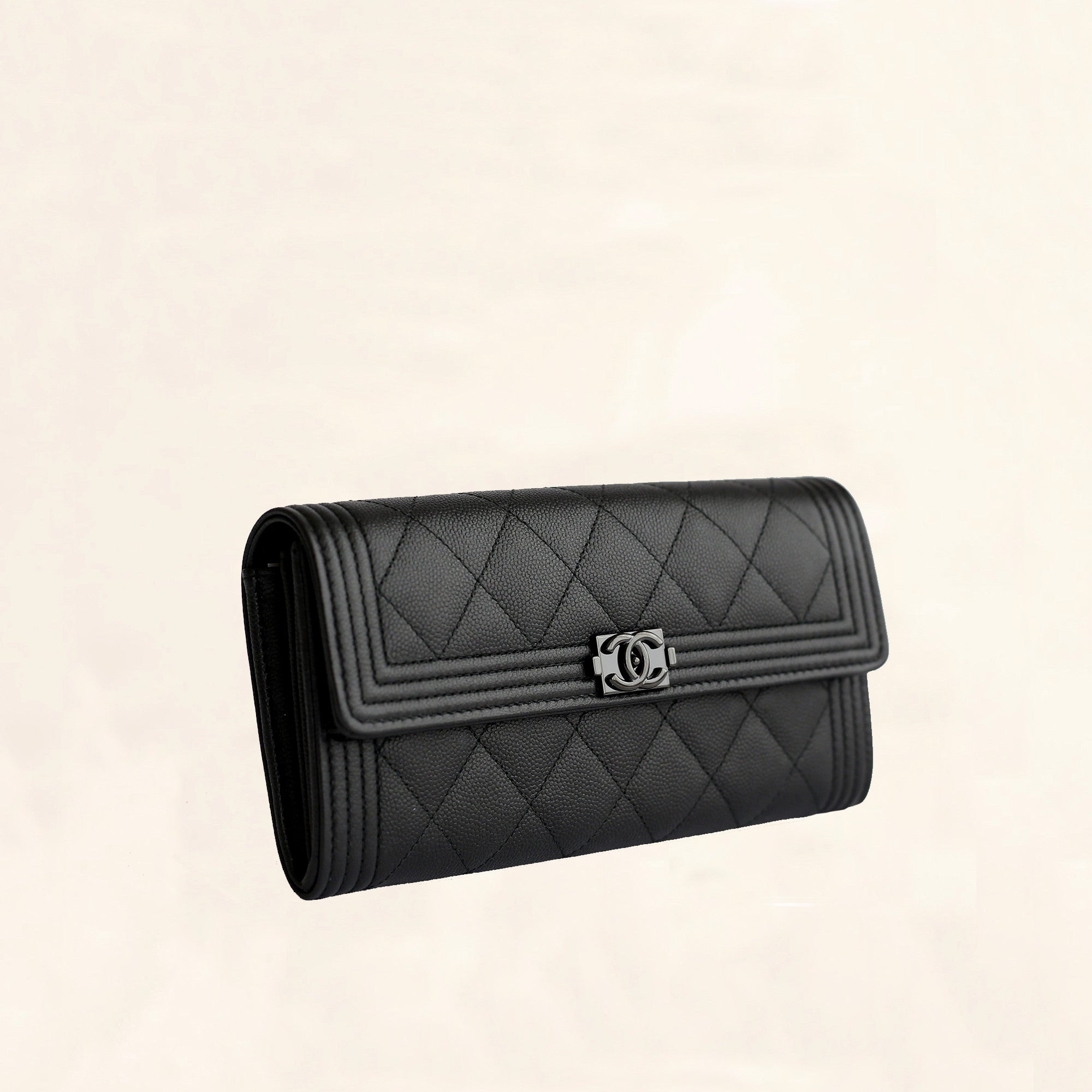 CHANEL, Bags, Chanel Black Cc Caviar Long Wallet