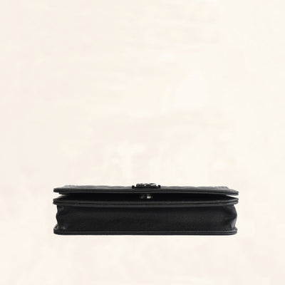 Chanel | Calfskin So Black Boy Wallet on Chain | WOC - The-Collectory