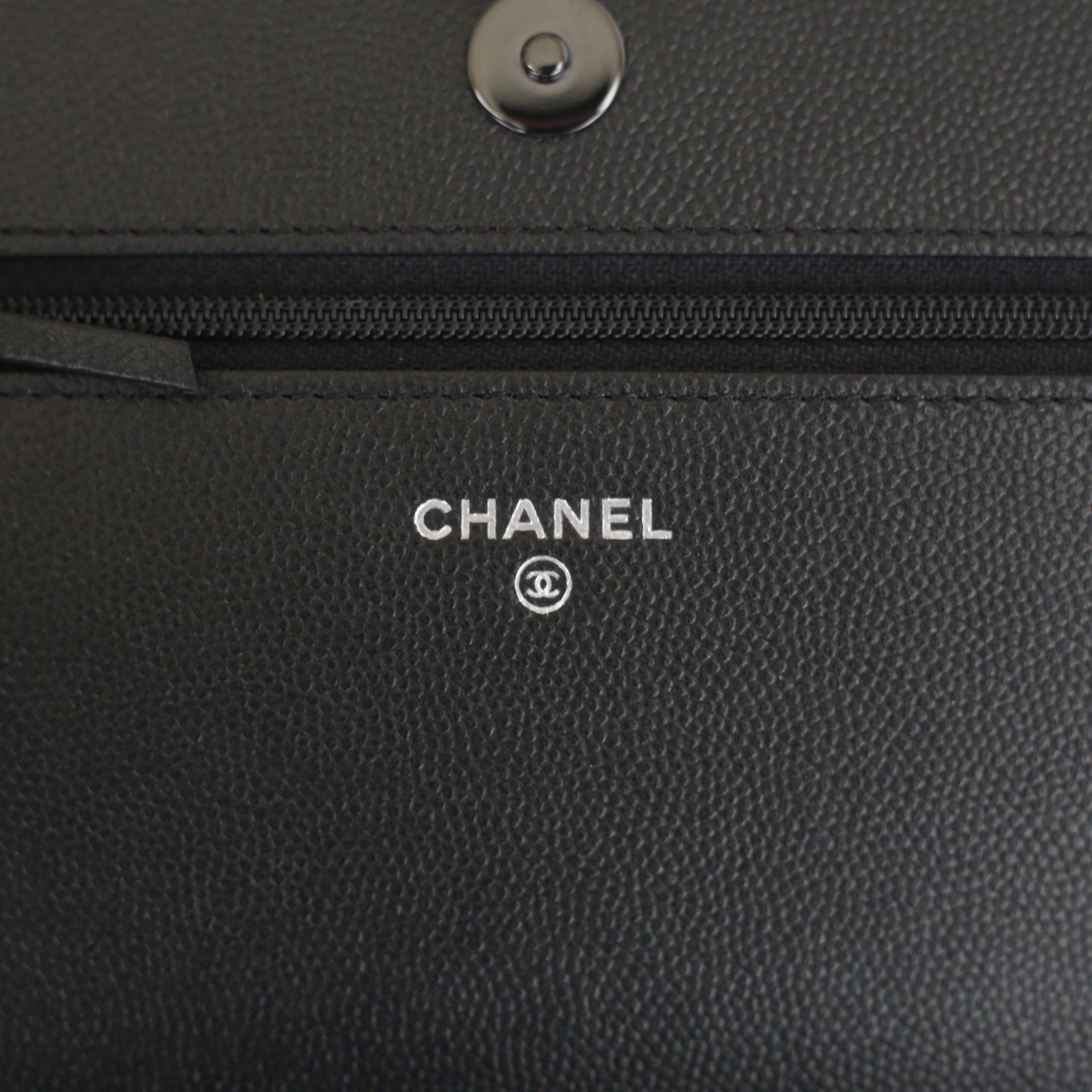 Chanel, Calfskin So Black Boy Wallet on Chain