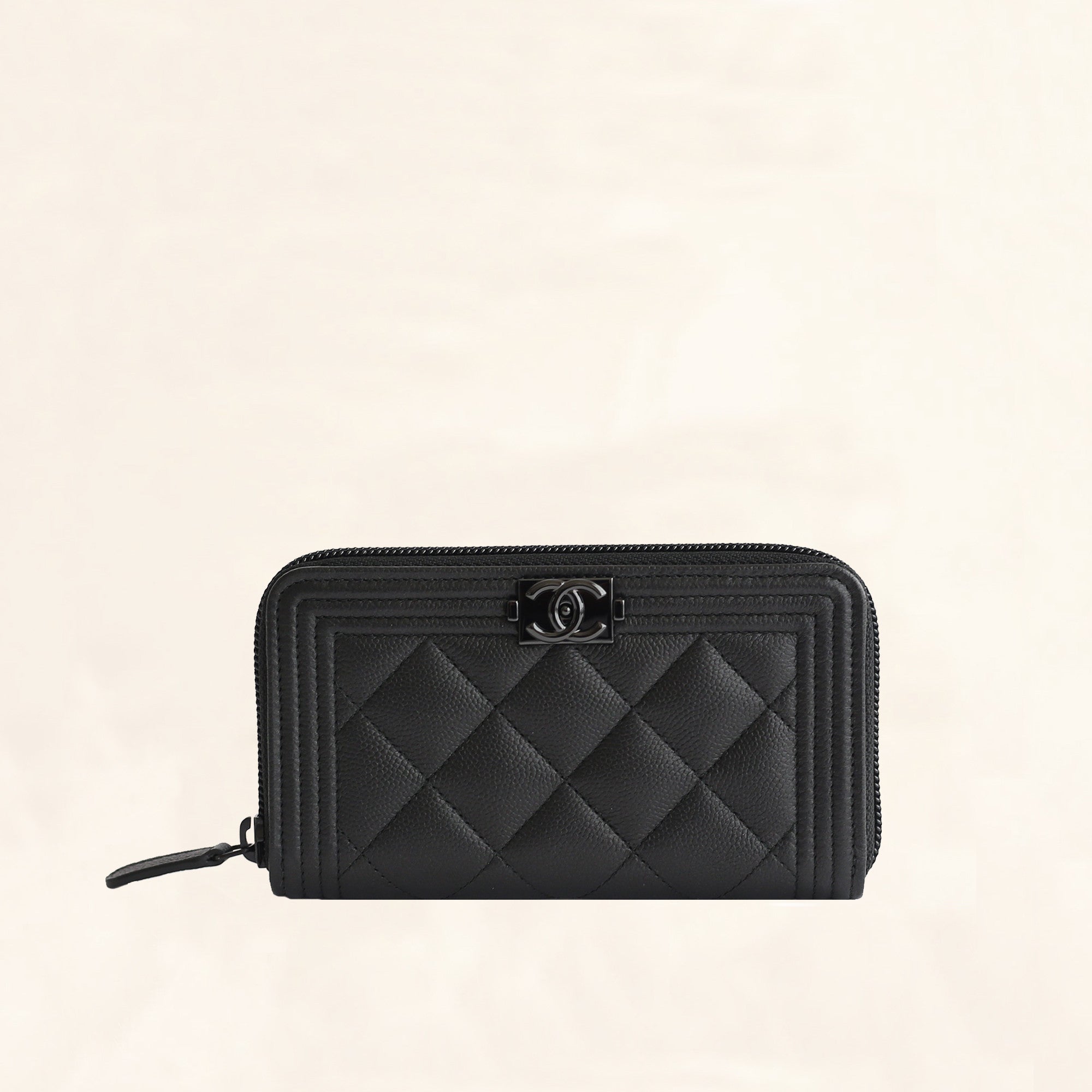 chanel black wallet zip